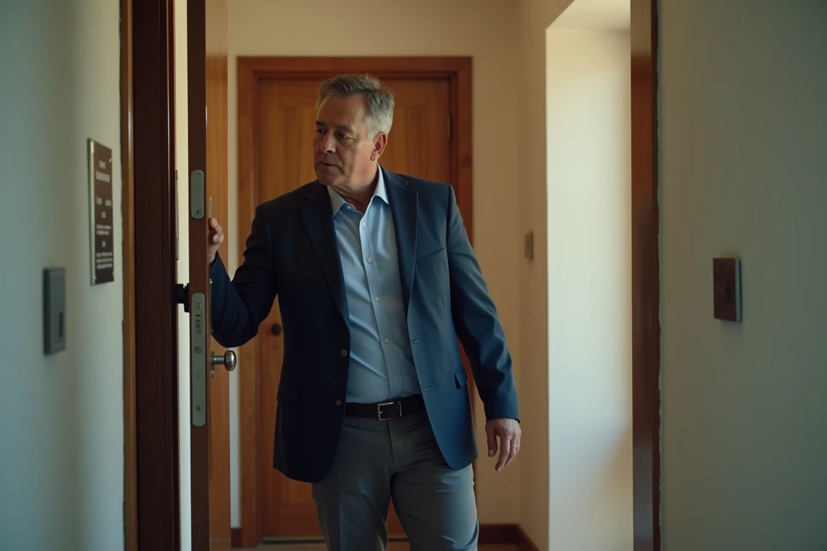 Agent immobilier ouvrant une porte d appartement vide
