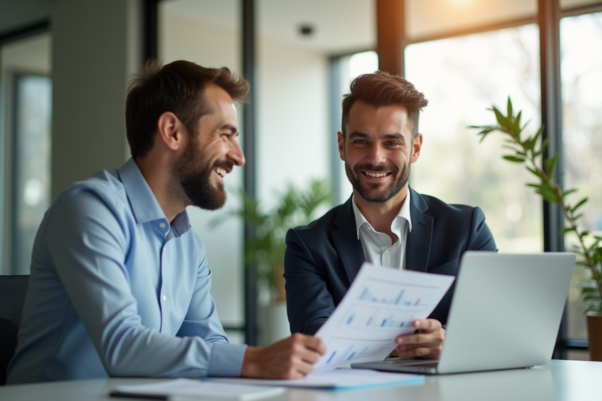 Conseiller financier montrant un plan financier à un client