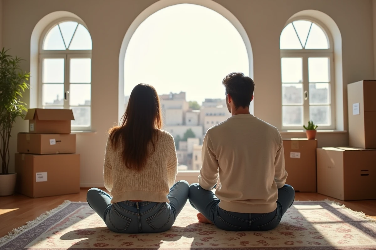 Jeune couple dans un appartement marocain