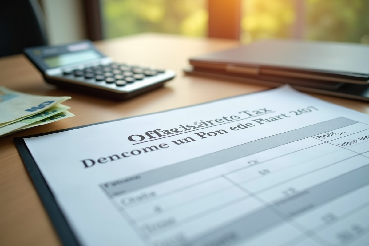 Détails de documents fiscaux français avec calculatrice et billets