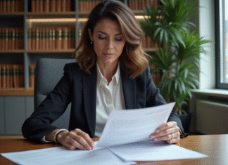 Caution locative : exigible, montant et délai légal en France Femme française en bureau examinant des documents de gestion immobilière