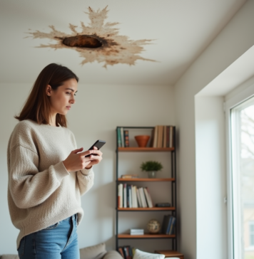 Réparer une fuite : comment contraindre le propriétaire à agir ! Femme inquiète devant une tache d'eau au plafond