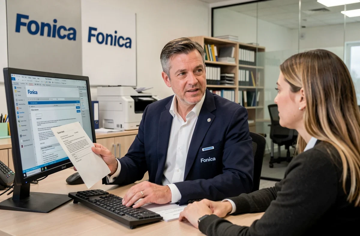 Gestionnaire Foncia en rendez-vous avec une locataire pour la gestion d'un bien dans une agence à Villeurbanne