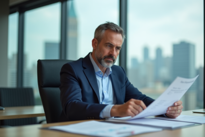 Homme d'affaires en costume dans un bureau moderne