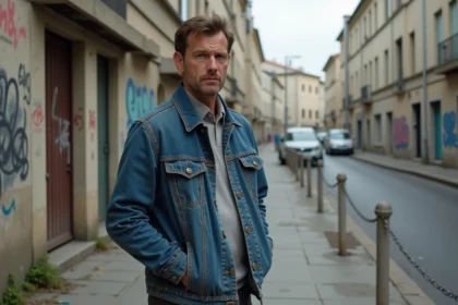 Homme d'âge moyen dans un quartier urbain à Conflans