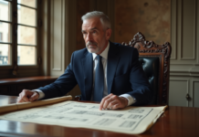 Avantages loi Malraux : investissement locatif historique et fiscalité Homme d age en costume étudie plans de rénovation