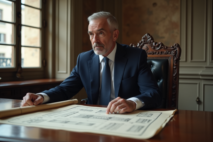 homme-renovation-projets Homme d age en costume étudie plans de rénovation